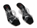 Black Patent Rhinestone Clear-Strap Sandal