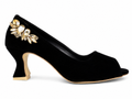 Crystal Cluster Peep-Toe Pump — Black
