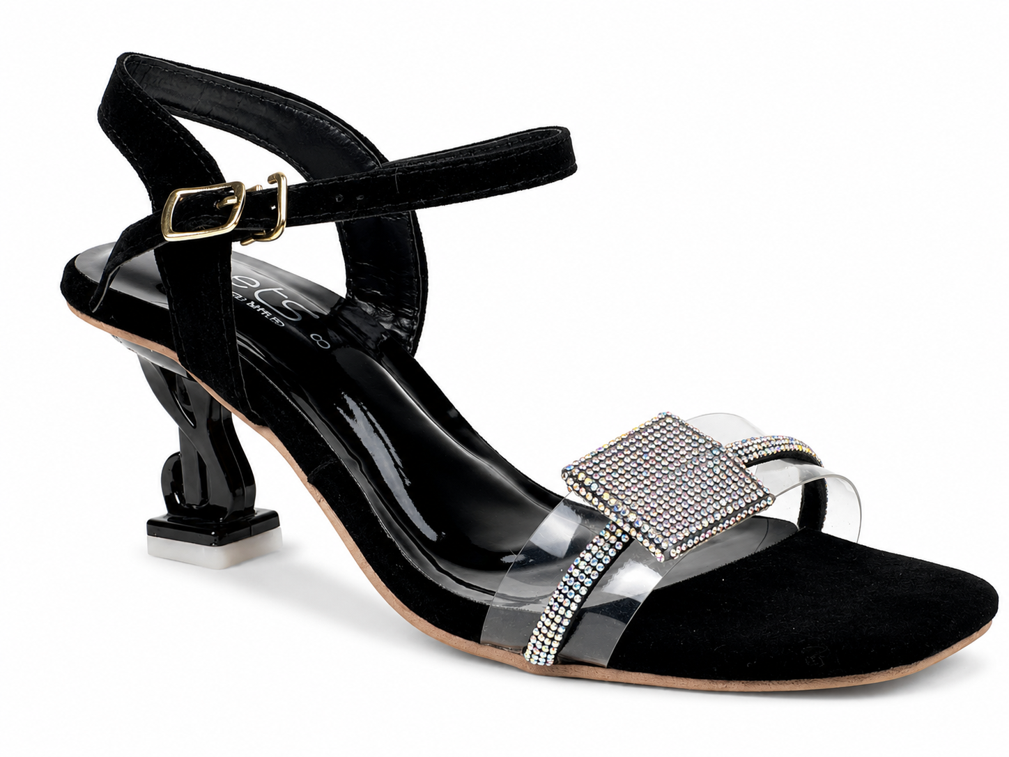 Rhinestone Bow Clear Mule — Gold