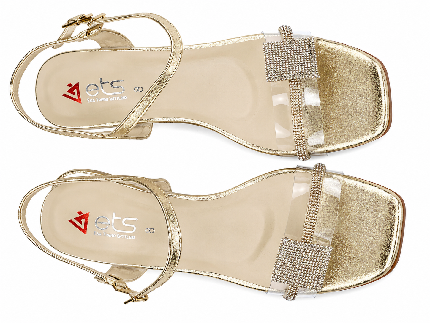 Rhinestone Bow Clear Mule — Gold