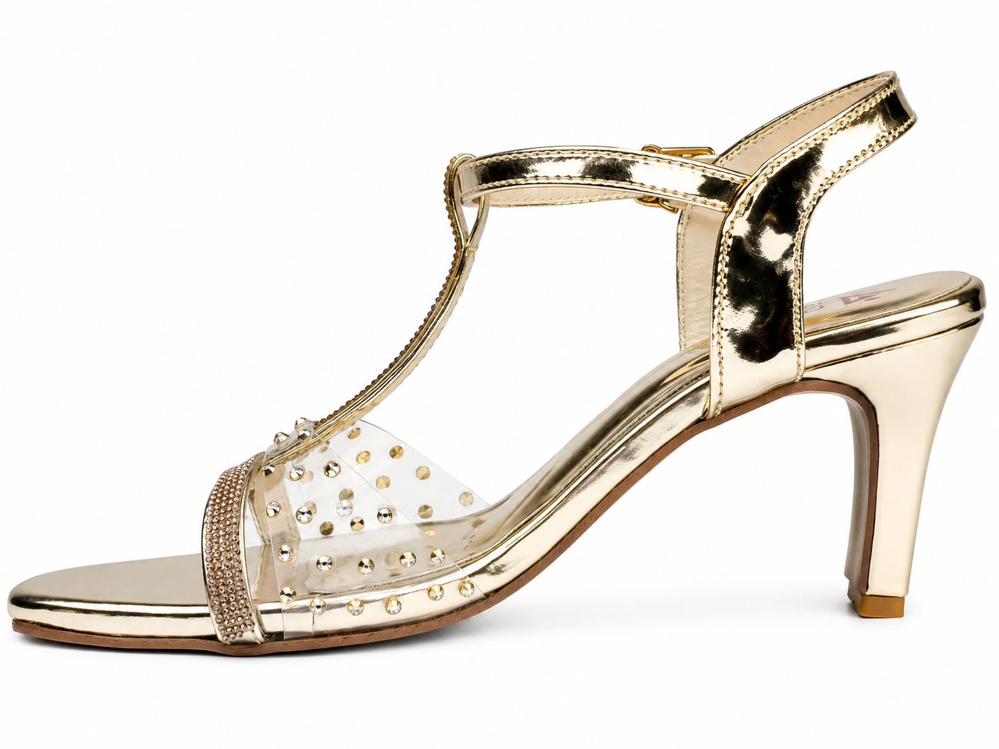 Floral Embroidered Ankle-Strap Kitten Heel Mule — Cream