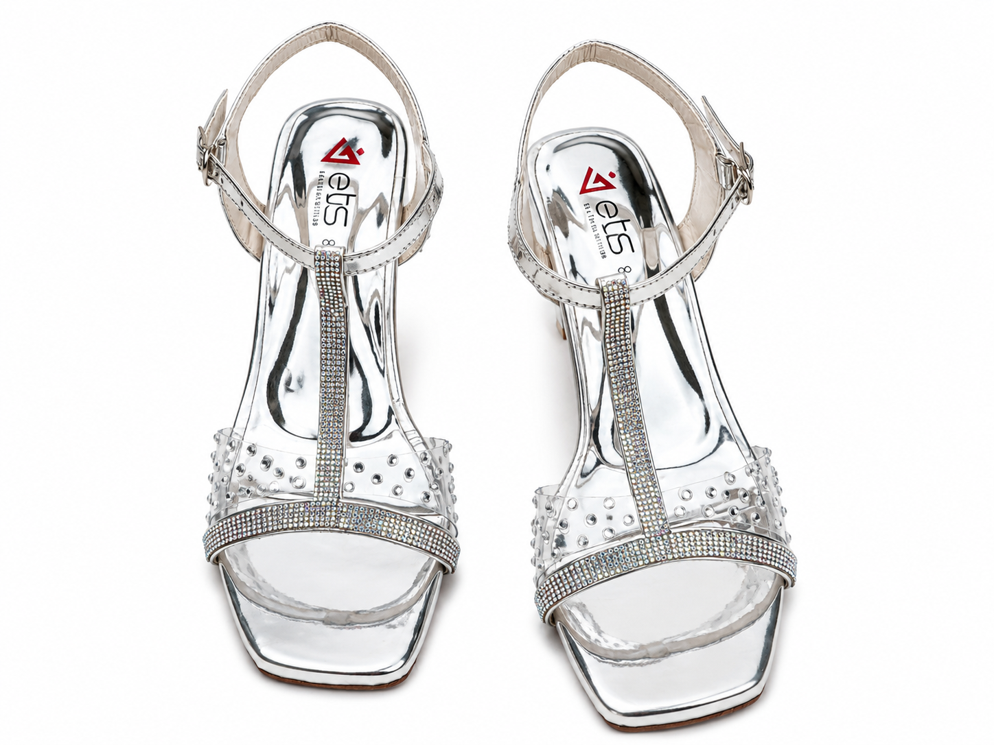 Floral Embroidered Ankle-Strap Kitten Heel Mule — Cream