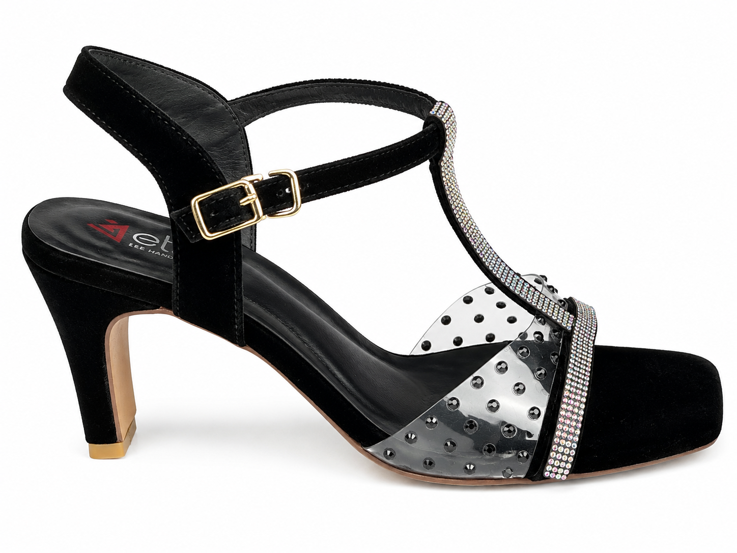 Crystal-Dusted Ankle-Strap Sandal — Olive