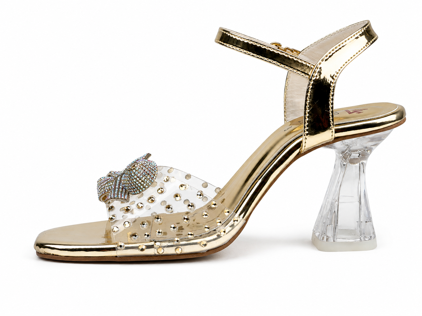 Crystal-Dusted Ankle-Strap Sandal — Olive