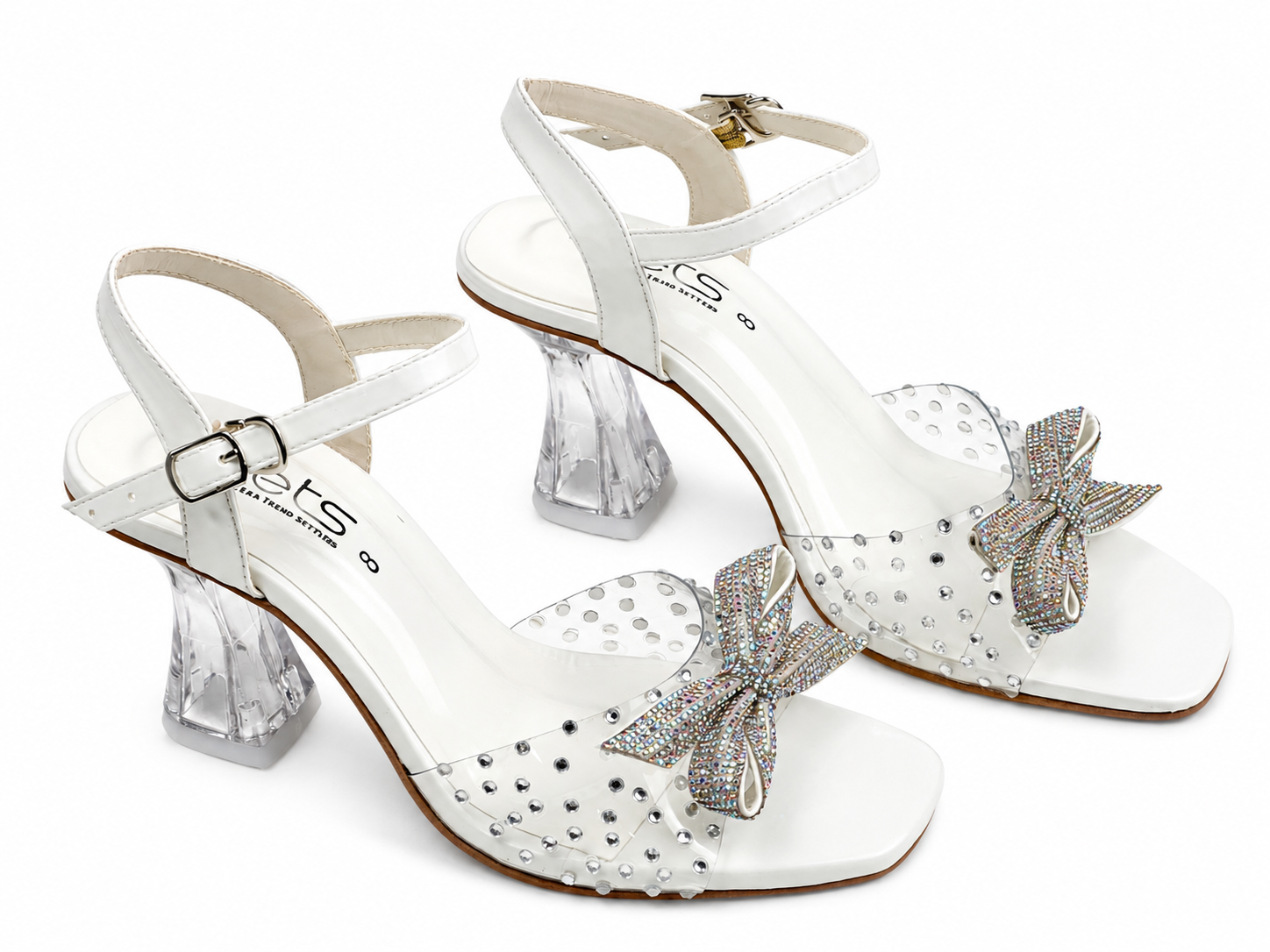 Rhinestone Patch Sculptural Heel Sandal — Black Suede