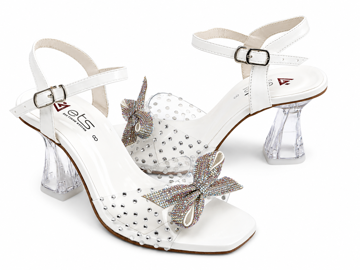 Rhinestone Patch Sculptural Heel Sandal — Black Suede