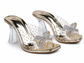 Rhinestone Bow Clear Mule Gold — Ladies Heels Pakistan | shopets.pk