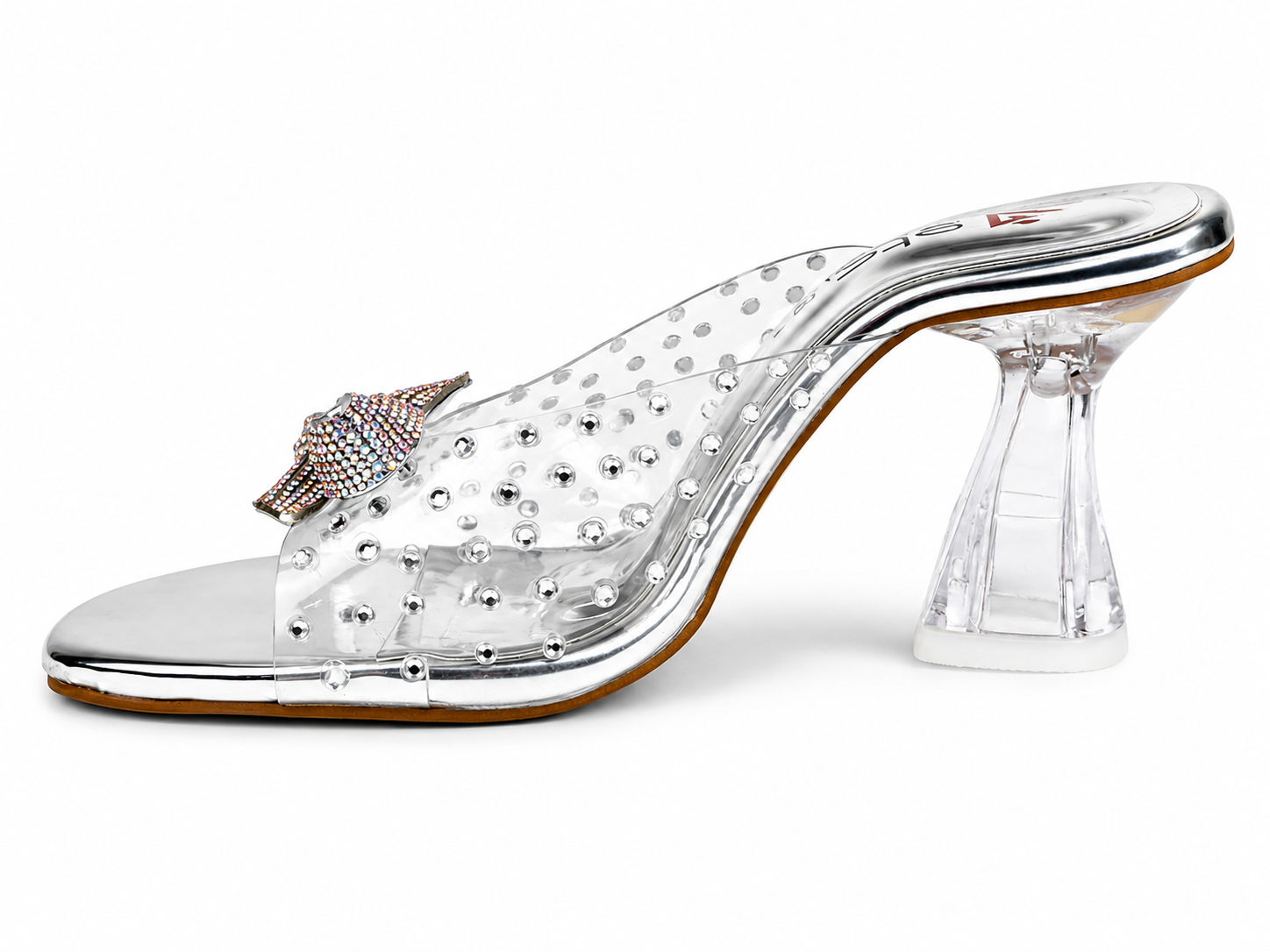 Rhinestone T-Strap Block Heel Sandal — Gold