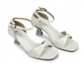 Pleated Crossover Chain-Heel Sandal — White